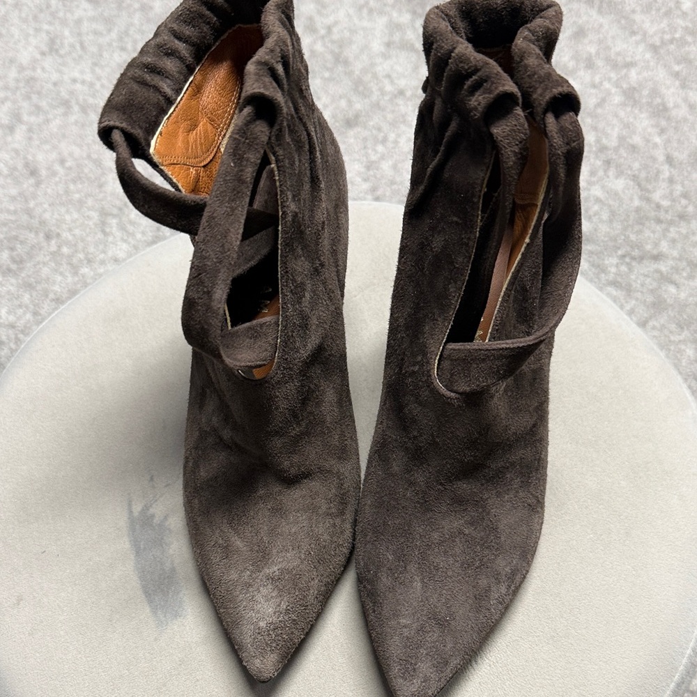 Derek Lam Dark Brown Suede Pointed Toe Ankle Boots